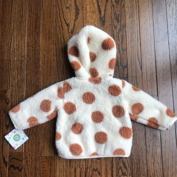 NWT* Little Me Infant 9M Tan/Brown Polka Dot Marshmallow High Pile Fleece Jacket - Picture 8 of 8